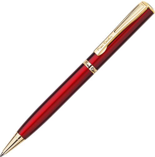 PC0870BP Шариковая ручка Pierre Cardin ECO, корпус латунь, красн.покр.металл, дизайн сталь, позолот.