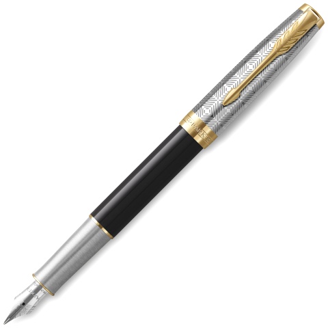 F537 (2119784) Перьевая ручка Parker Sonnet Premium Metal Black GT F золото 18К