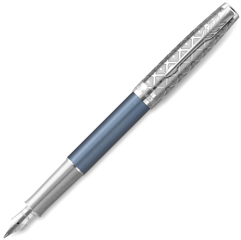 F537 (2119743) Перьевая ручка Parker Sonnet Premium Metal Blue CT F золото 18К
