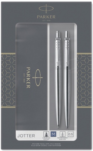 2093256) Набор Parker Jotter Core Stainless Streel CT ручка шарик./карандашмехан. - купить по цене 3 800 руб во Владивостоке - арт. KB61 (2093256) -Наборы с ручками Parker - Бизнес подарки