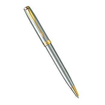 S0920370 Ручка шариковая Waterman Hemisphere Steel GT, нержавеющая сталь. позолота